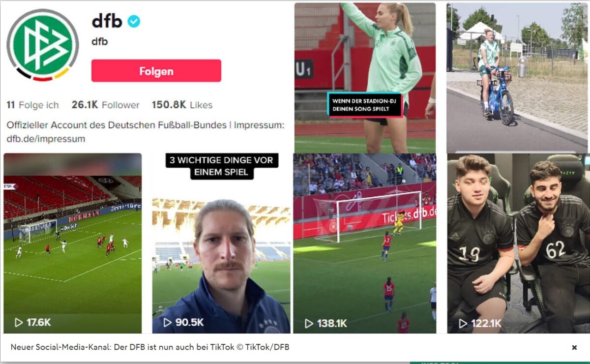DFB officially launched its channel on TikTok 