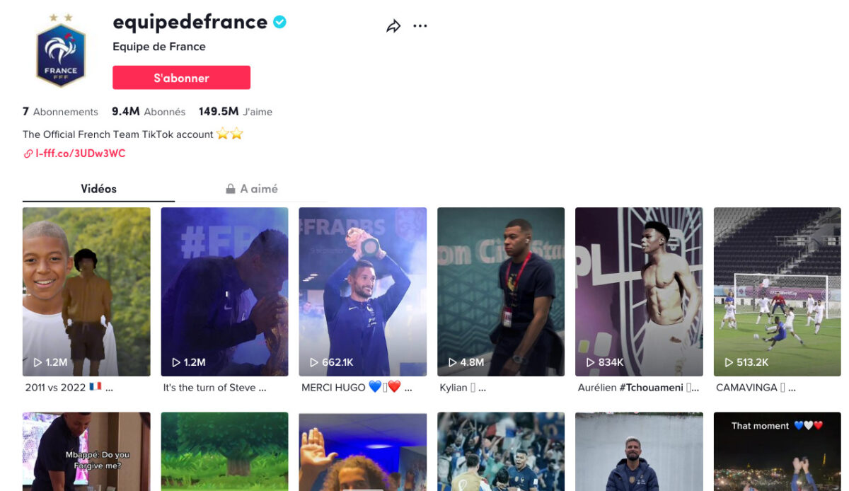 L’Equipe de France sur TikTok